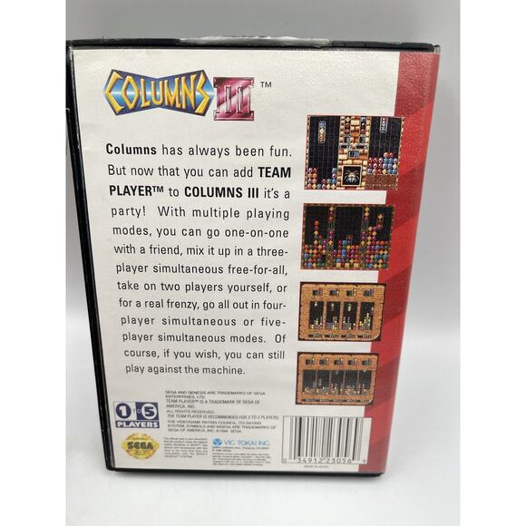 Sega Genesis Columns III 3 Revenge of Columns Complete w/Cartridge, Box & Manual - Picture 2 of 10
